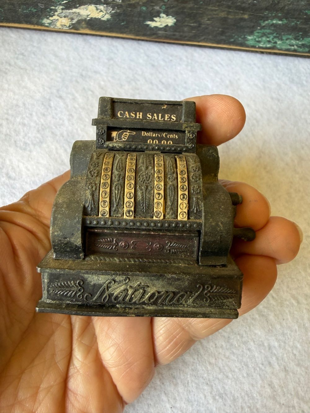 Mini Vintage National Cash Register Sharpener Cast Metal Hong Kong Collectible